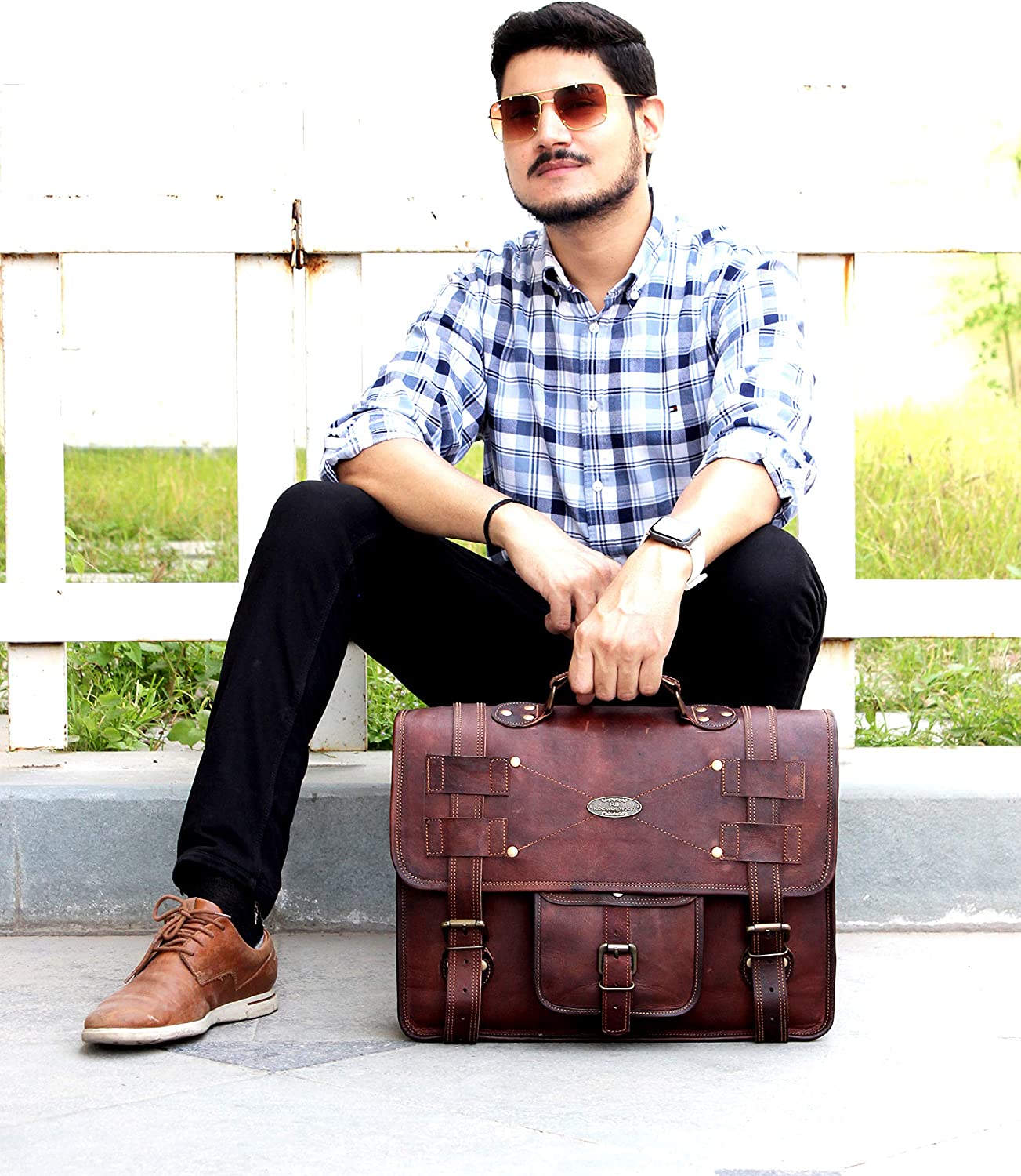 Handmade World Leather Messenger Bags For Men Women Briefcase Laptop Computer Satchel Distressed Bag (11" X 15") - Image 3
